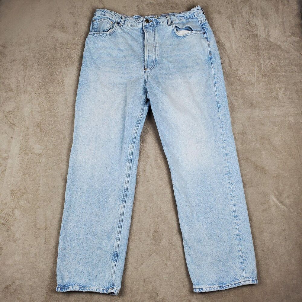We The Free Jeans Womens 34 Blue Light Wash High Rise Relaxed Straight Denim